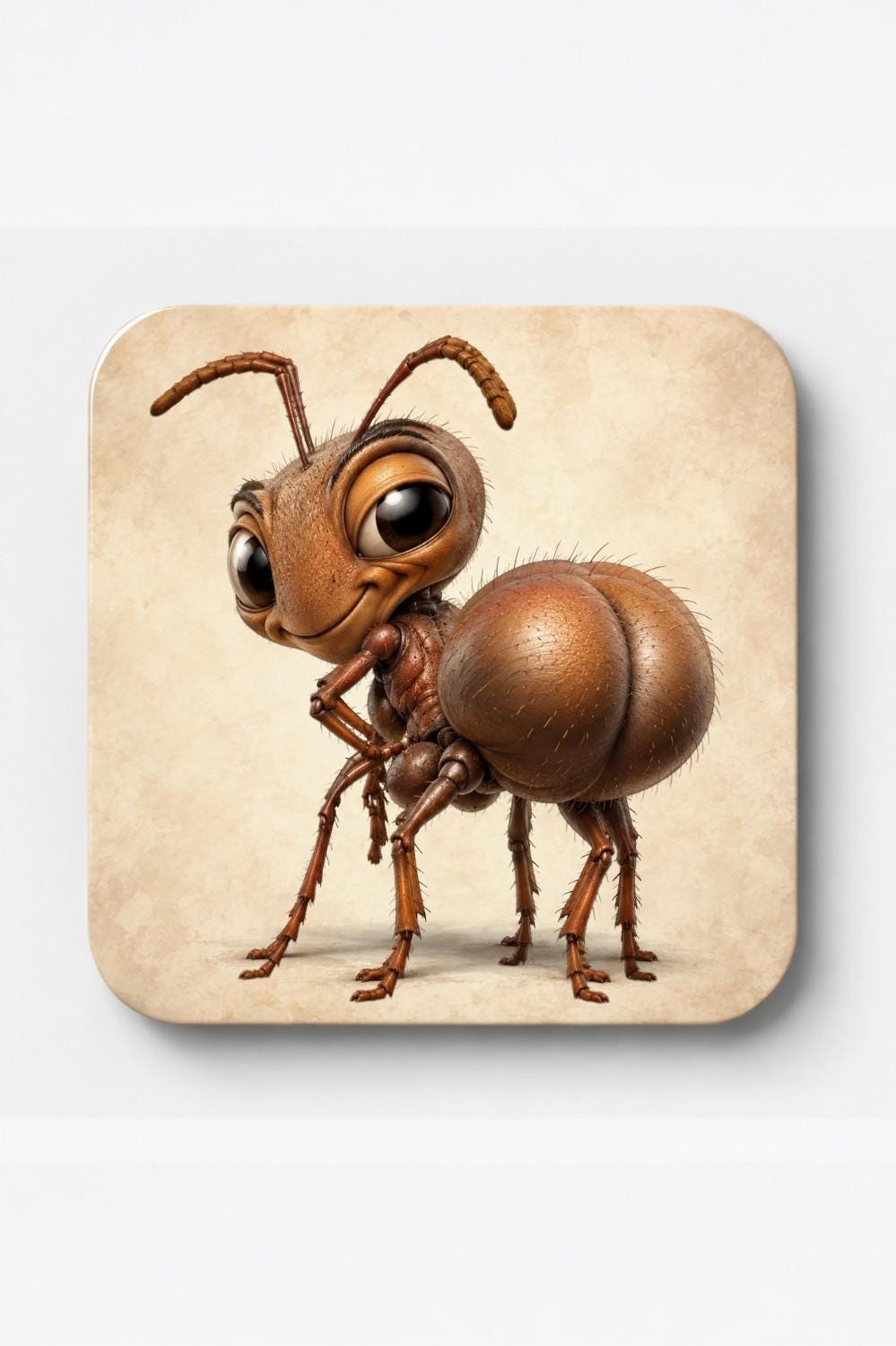 Funny Insect Coasters Set of 4, Bee Ant Caterpillar Ladybird Quirky Handmade Bug Gift