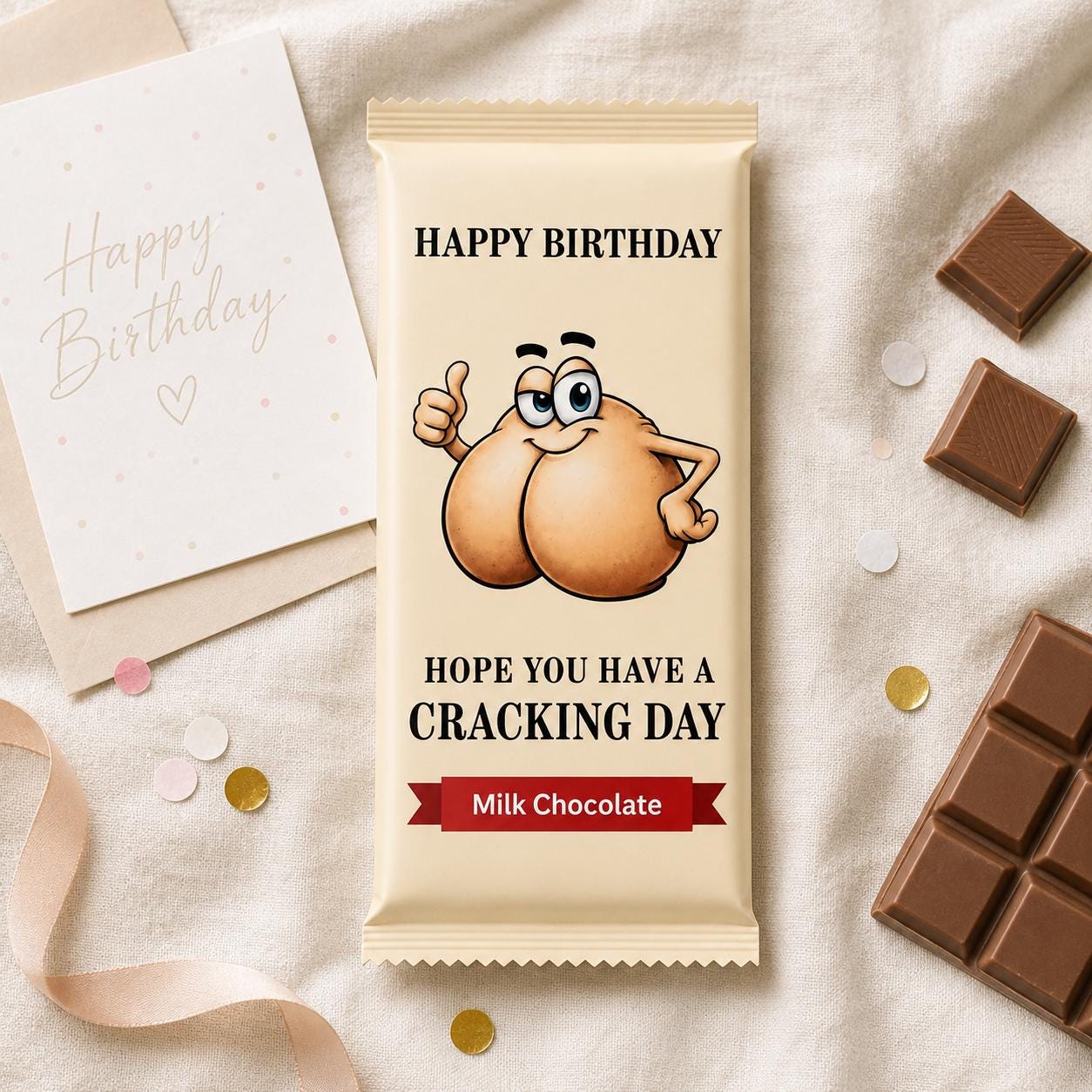 Funny Birthday Chocolate Bar, Rude Novelty Gift for Him Her, Bestie Friend Joke Present, Cheeky Chocolate Wrapper, Cracking Day Milk Choc