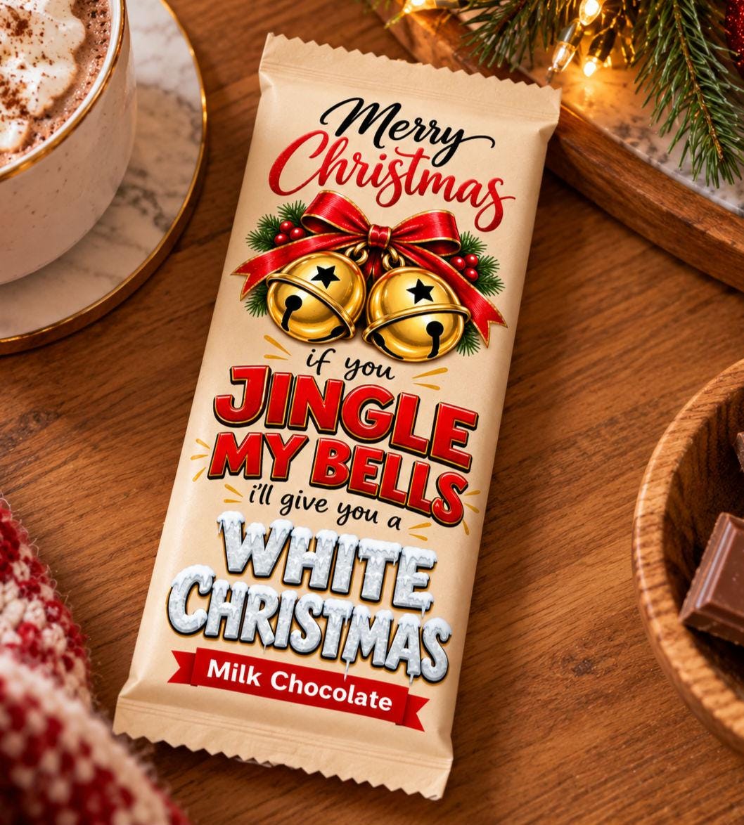 Funny Christmas Chocolate Bar Gift, Rude Secret Santa Present, Cheeky Adult Humour Stocking Filler, Jingle My Bells Milk Chocolate 100g