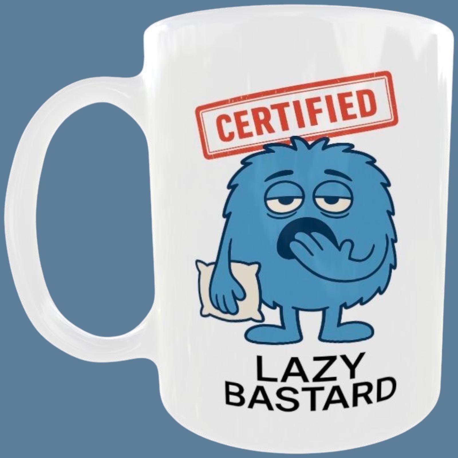 Coffee Mug For Lazy People – Rude Cartoon Tea Cup For Men
