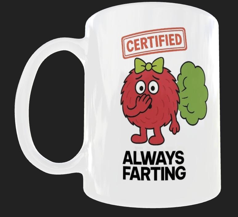 Funny Farting Mug, Rude Humor Gift