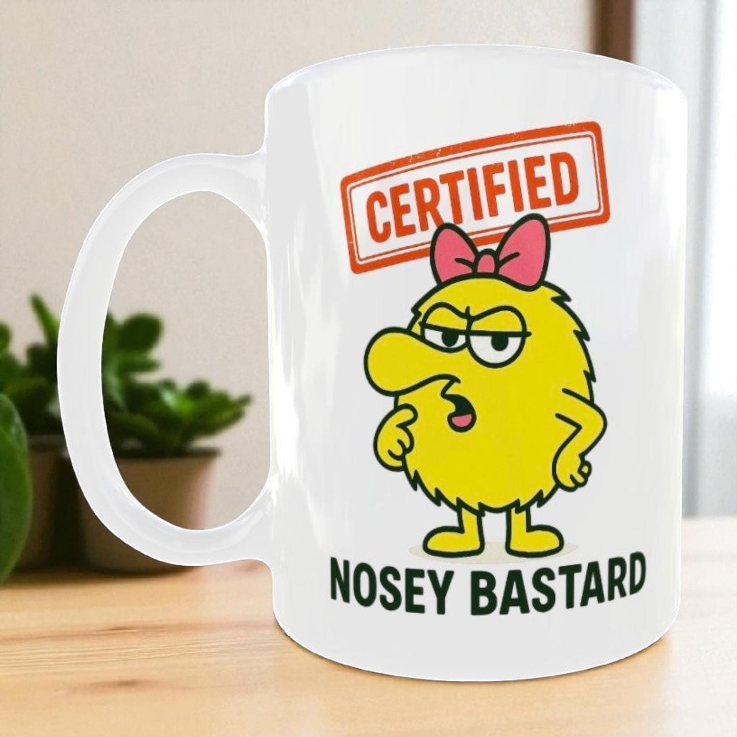 Funny Nosey Mug – Cheeky Cartoon Coffee Cup, Gift for Coworker
