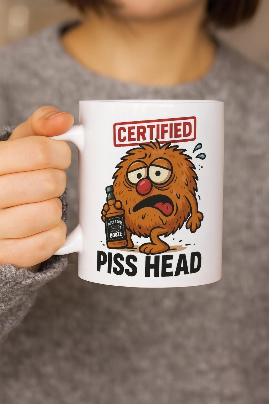 Certified Rude Mug. Funny whisky Drinking cartoon character