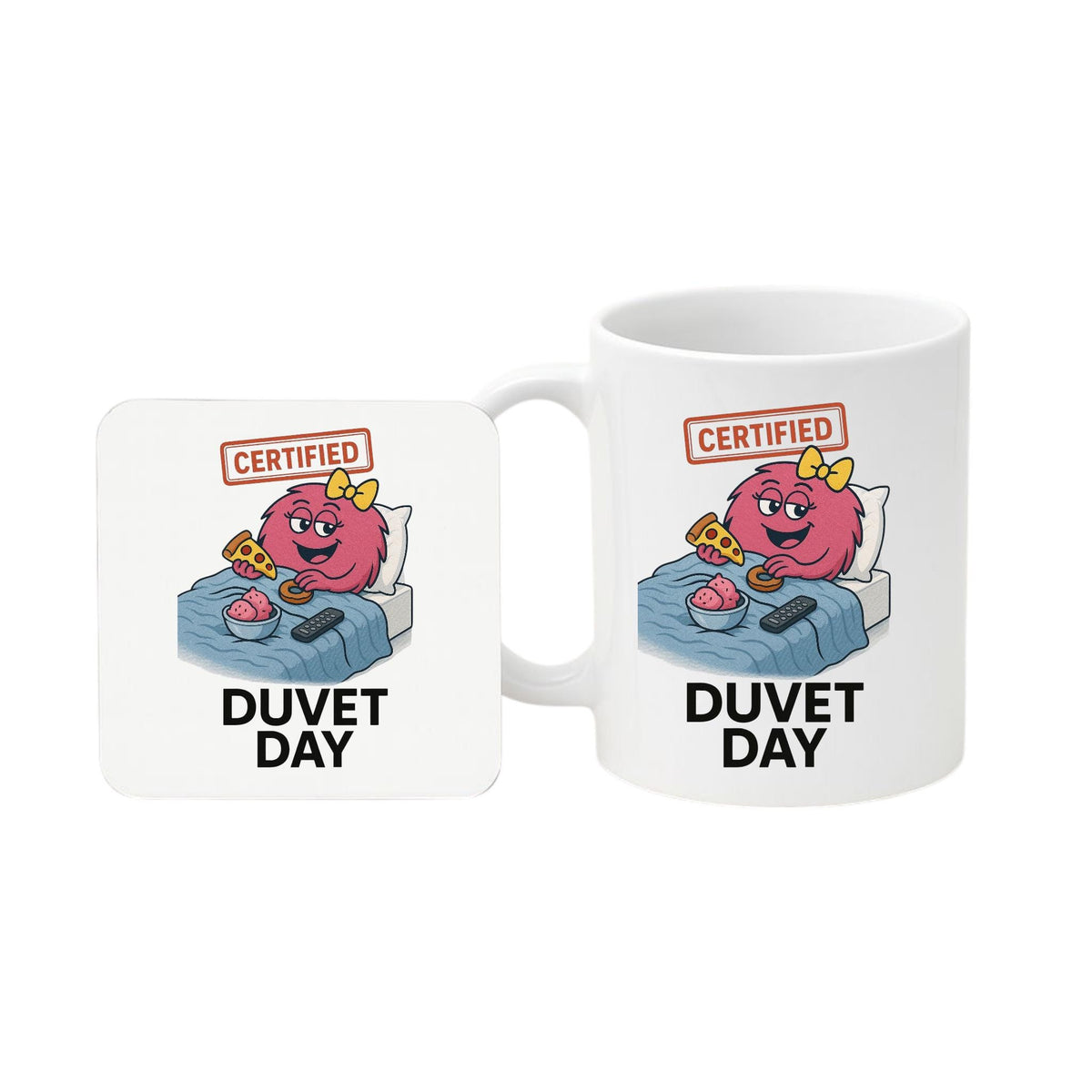 Certified Duvet Day Mug and Coaster Set | Funny Lazy Gift