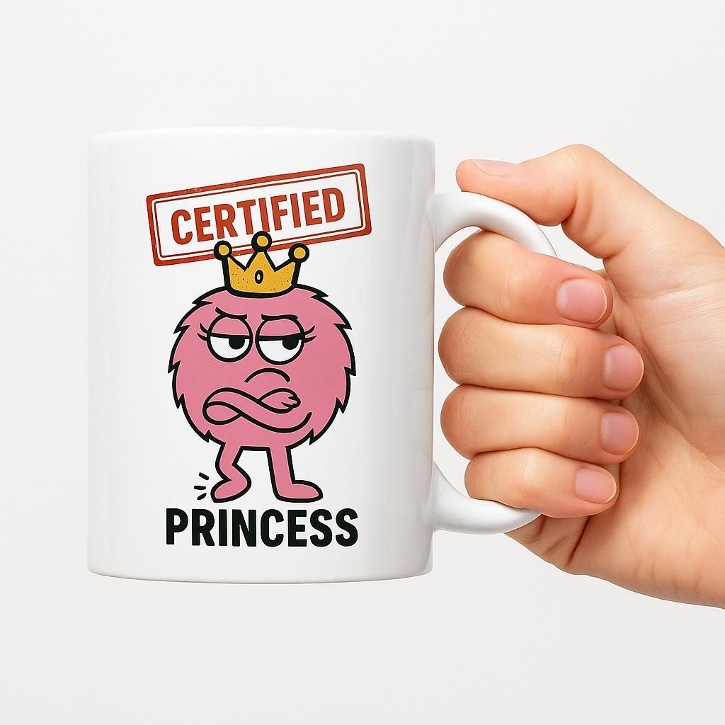 Funny Princess Mug – Funny Cartoon Coffee Cup for Stroppy Women