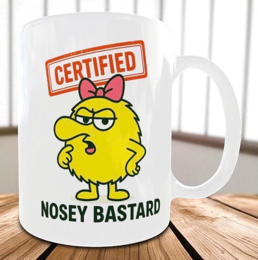 Funny Nosey Mug – Cheeky Cartoon Coffee Cup, Gift for Coworker