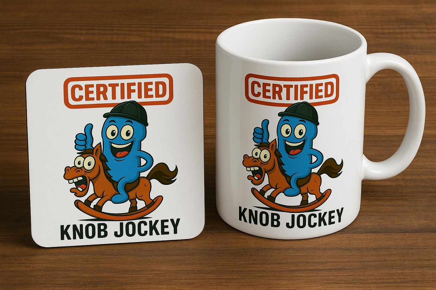 Funny Rude Mug for Men: Sarcastic Office Gift - "Certified Knob Jockey"