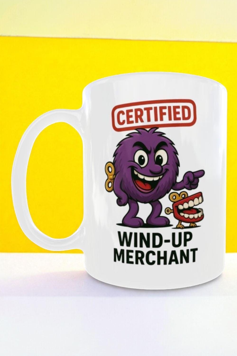 Wind-Up Merchant Cartoon Mug, Prank Gift for men