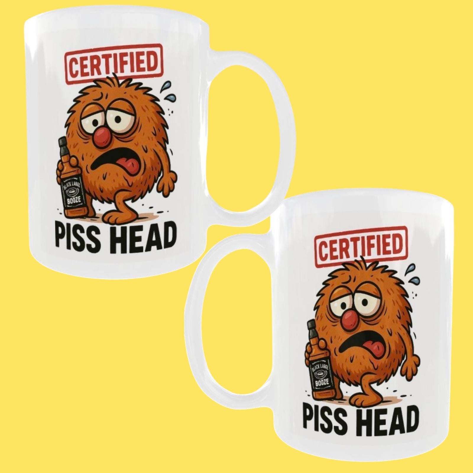 Certified Rude Mug. Funny whisky Drinking cartoon character