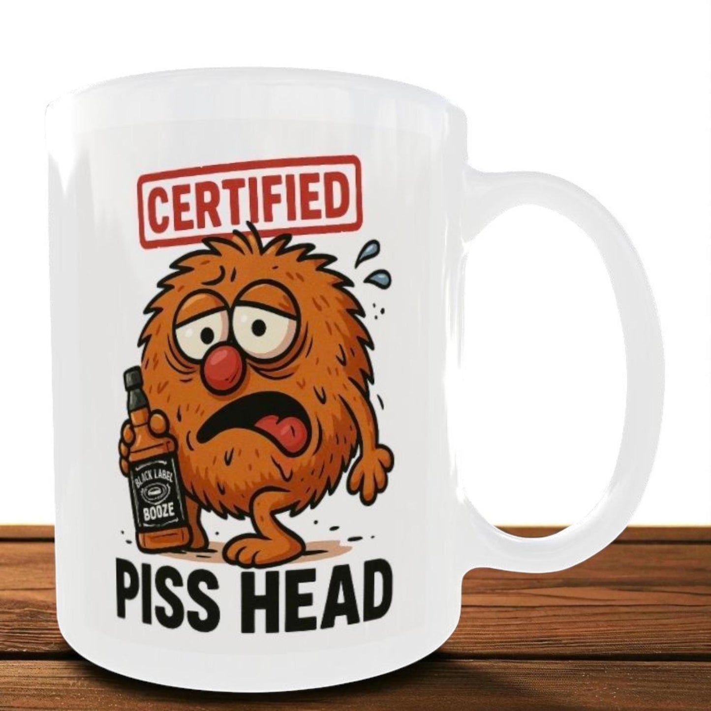 Certified Rude Mug. Funny whisky Drinking cartoon character