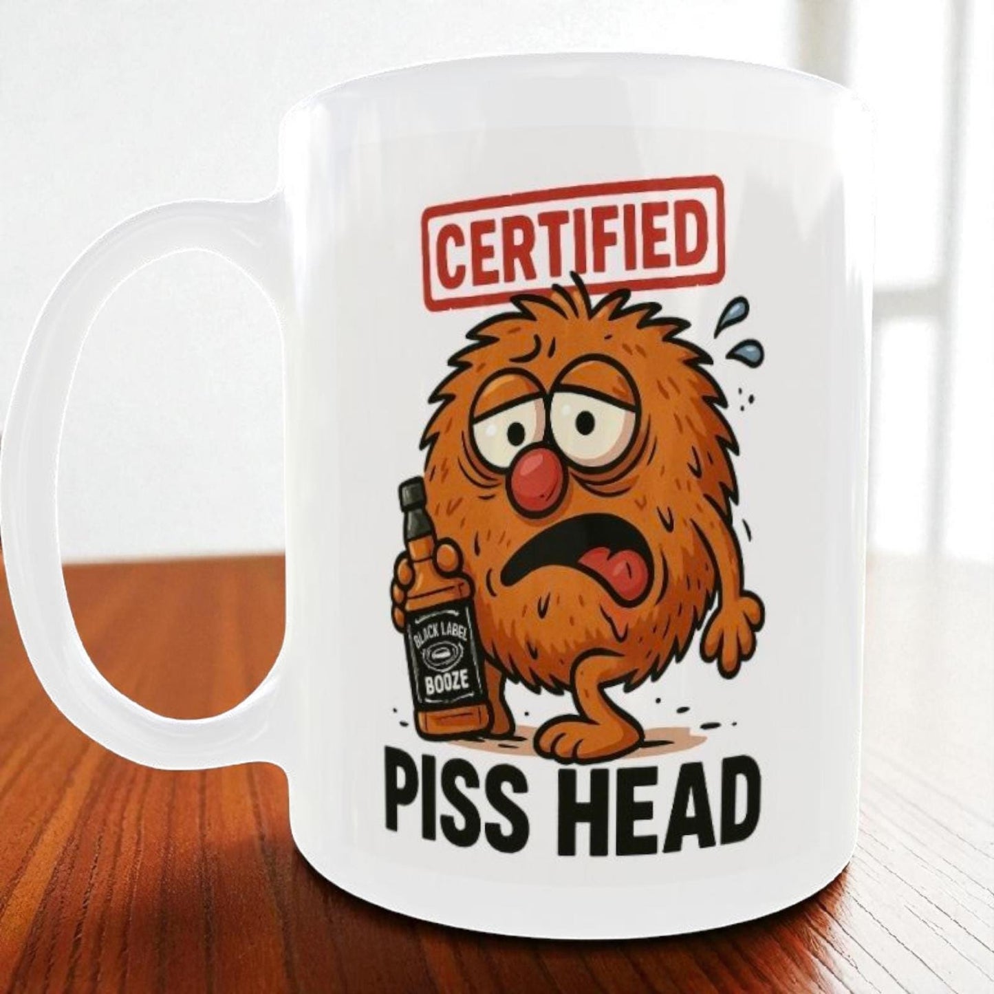Certified Rude Mug. Funny whisky Drinking cartoon character