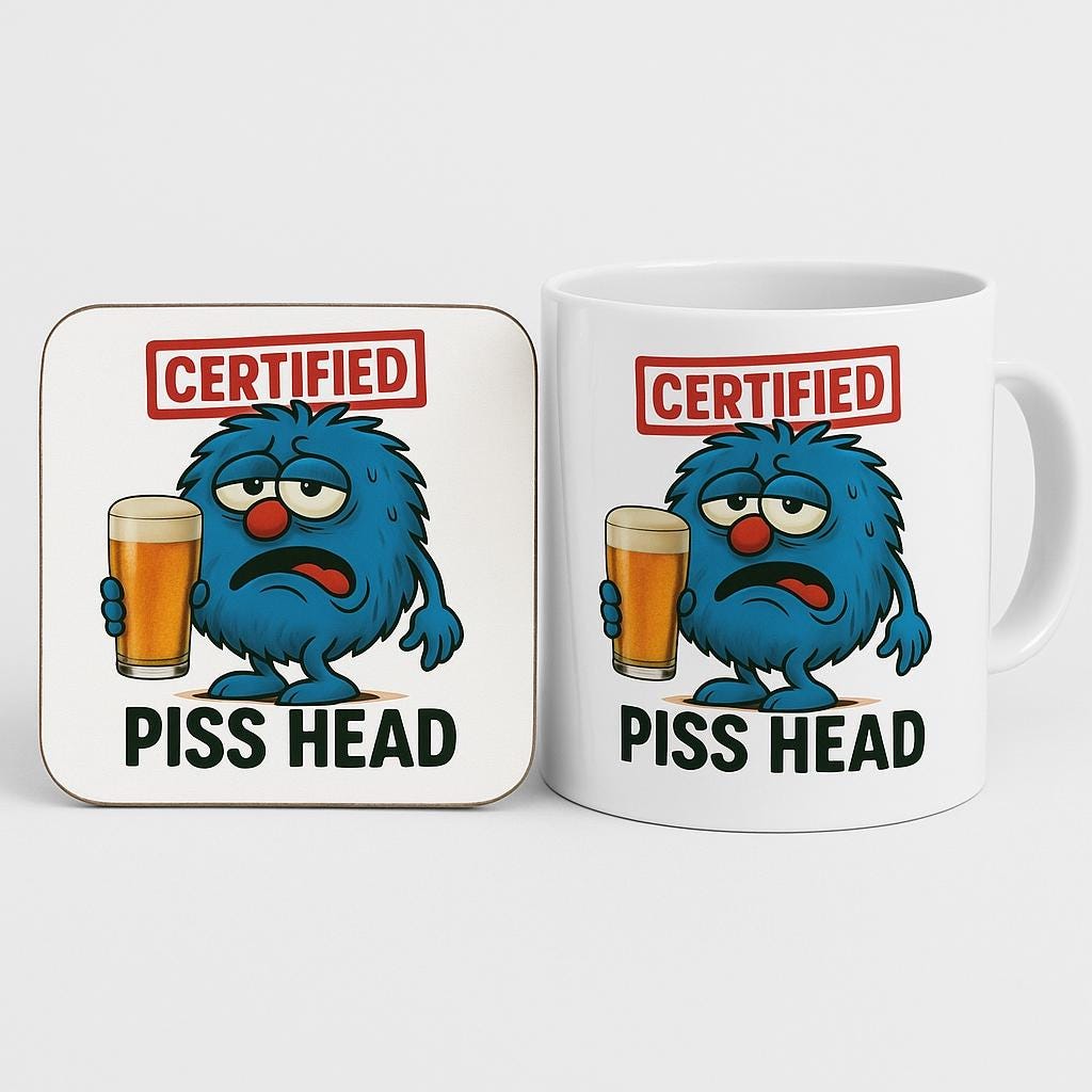 Funny Piss Head Mug, Funny Boozy Gift for Him