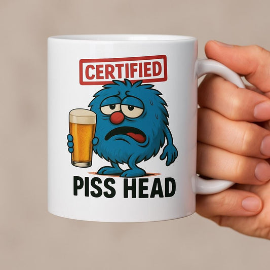 Funny Piss Head Mug, Funny Boozy Gift for Him