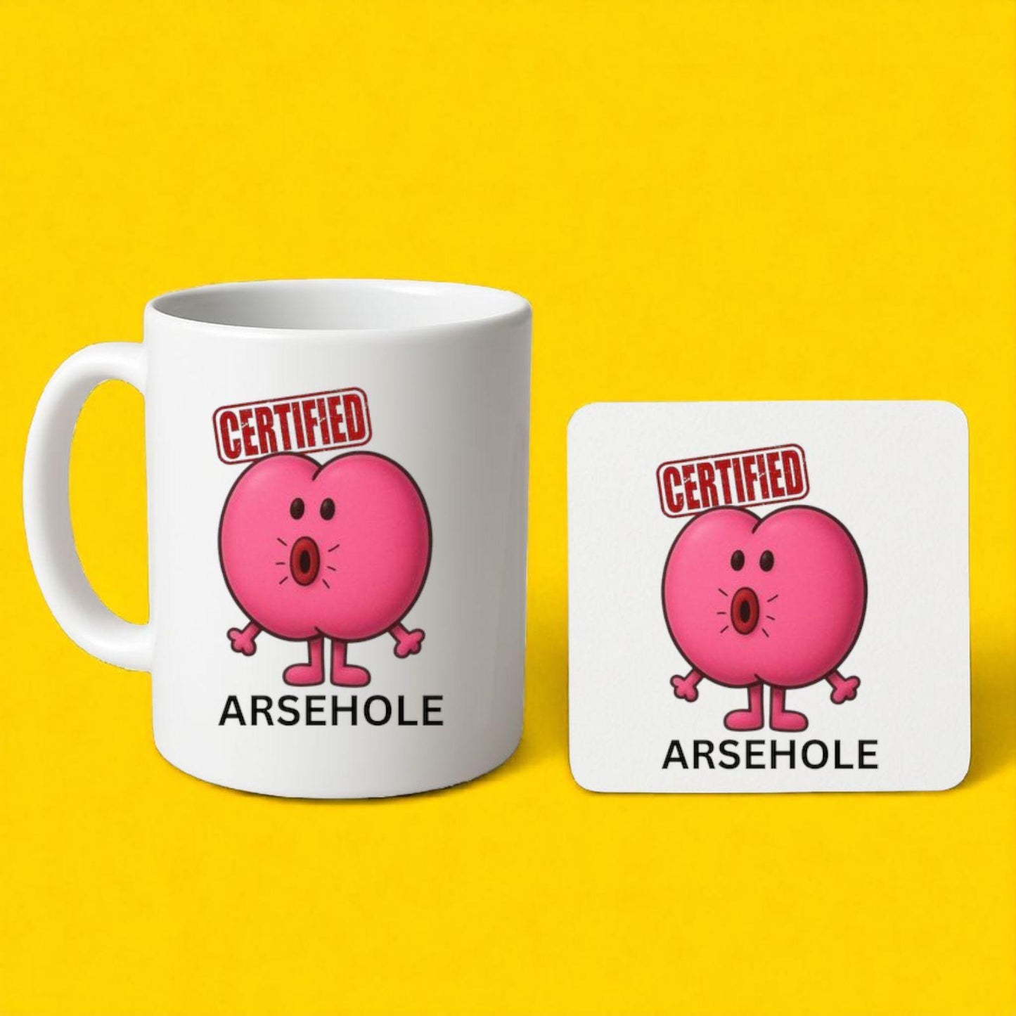 Funny Ar*ehole Mug – Funny Rude Cartoon Coffee Cup Gift Fof Men, Adult Humour