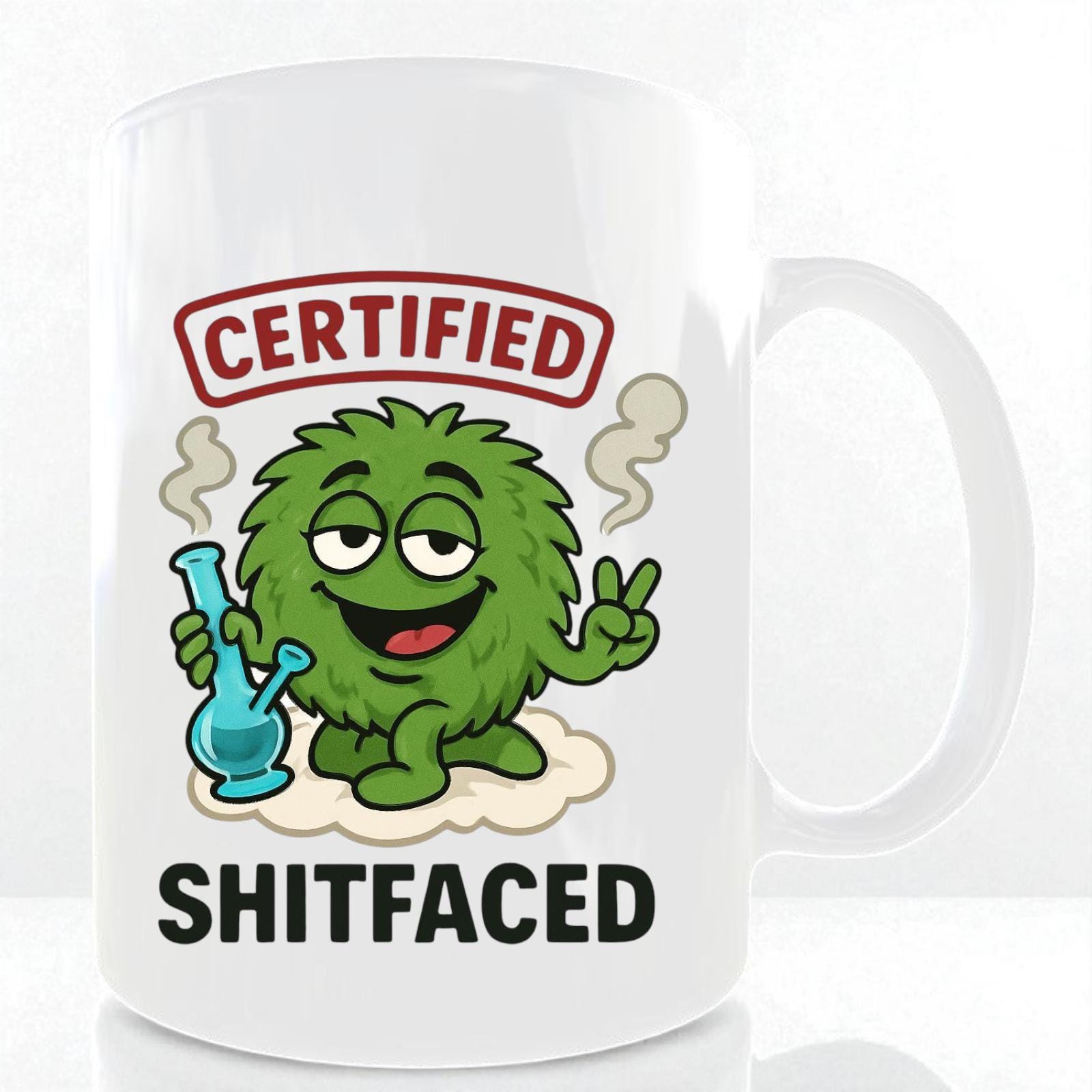 Funny Shitfaced Mug – Funny Cannabis Weed Stoner Cartoon Coffee Cup Xmas Stocking Filler