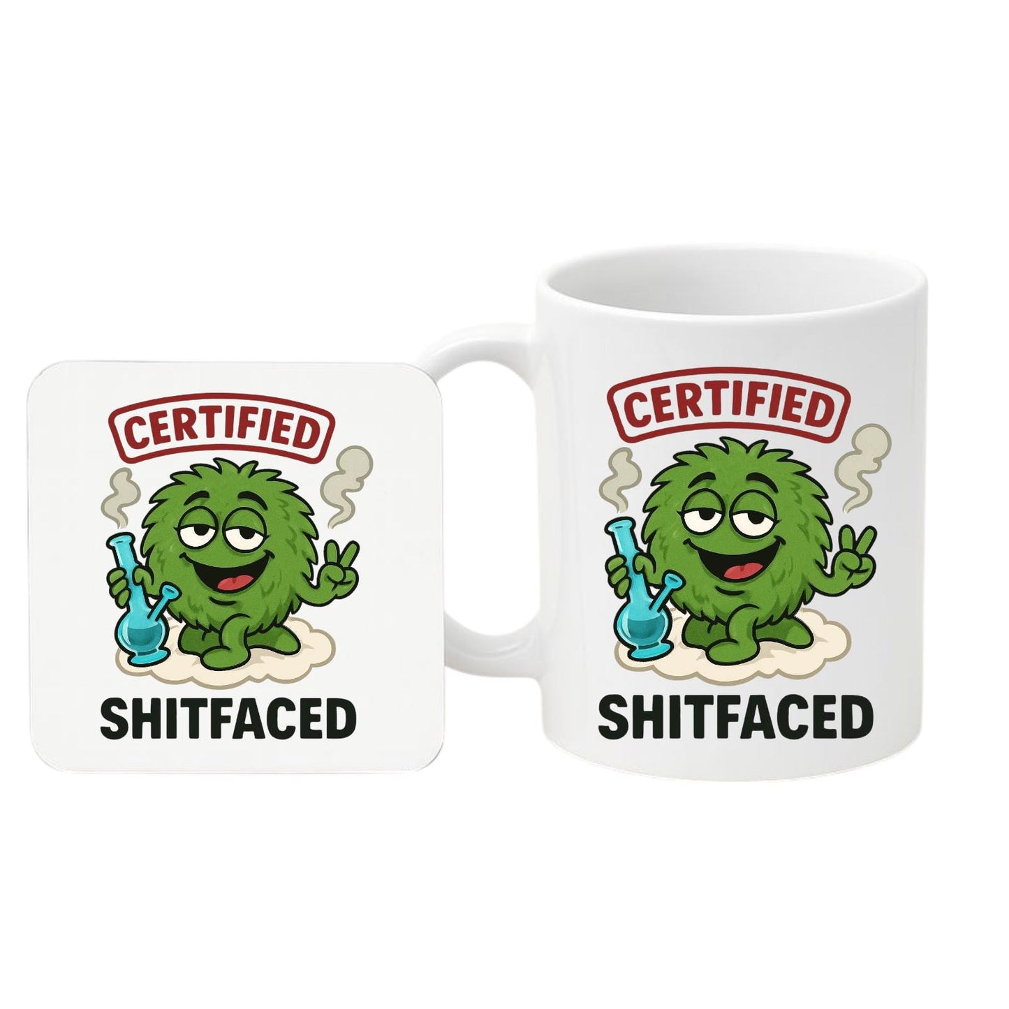 Funny Shitfaced Mug – Funny Cannabis Weed Stoner Cartoon Coffee Cup Xmas Stocking Filler