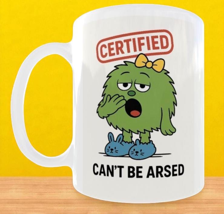 Funny Lazy Days Coffee Mug - Can't Be Bothered - Novelty Gift for Women