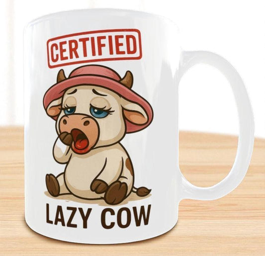 Lazy Cow Ceramic Coffee Mug, Funny Gift For Women