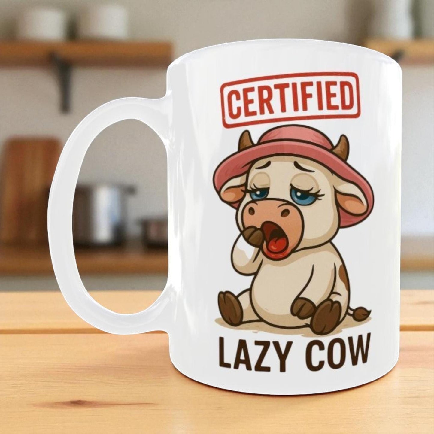 Lazy Cow Ceramic Coffee Mug, Funny Gift For Women