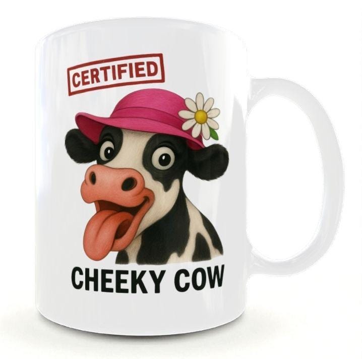Cheeky Cow Coffee Mug, Funny Cow Lover Gift