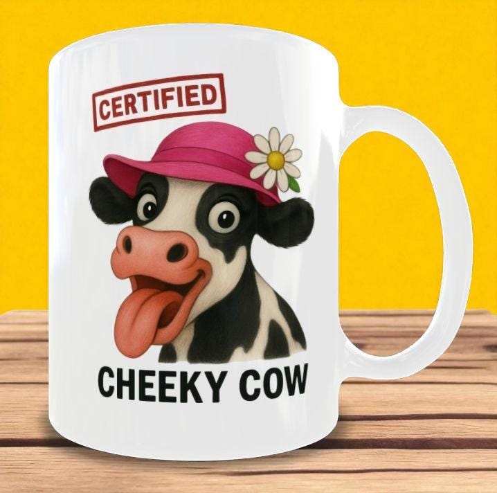 Cheeky Cow Coffee Mug, Funny Cow Lover Gift