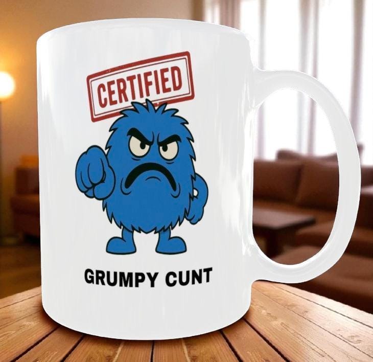 Rude Grumpy Mug – Funny Offensive Coffee Cup – Adult Joke Gift