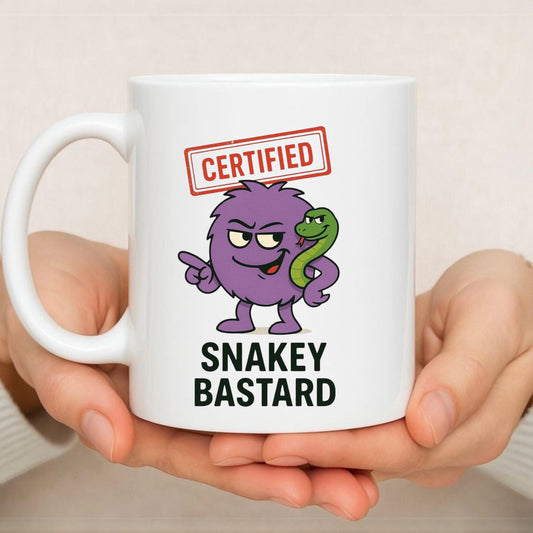 Funny Novelty Snakey Bas*ard Coffee mug Rude Cartoon Mug For Men