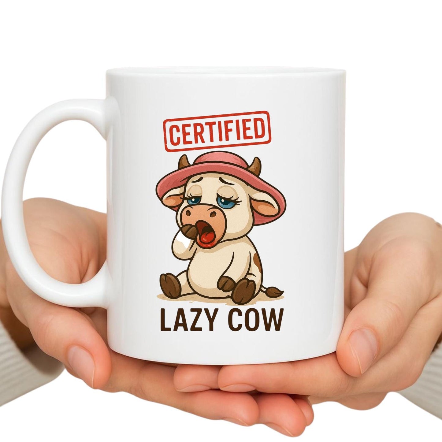Lazy Cow Ceramic Coffee Mug, Funny Gift For Women
