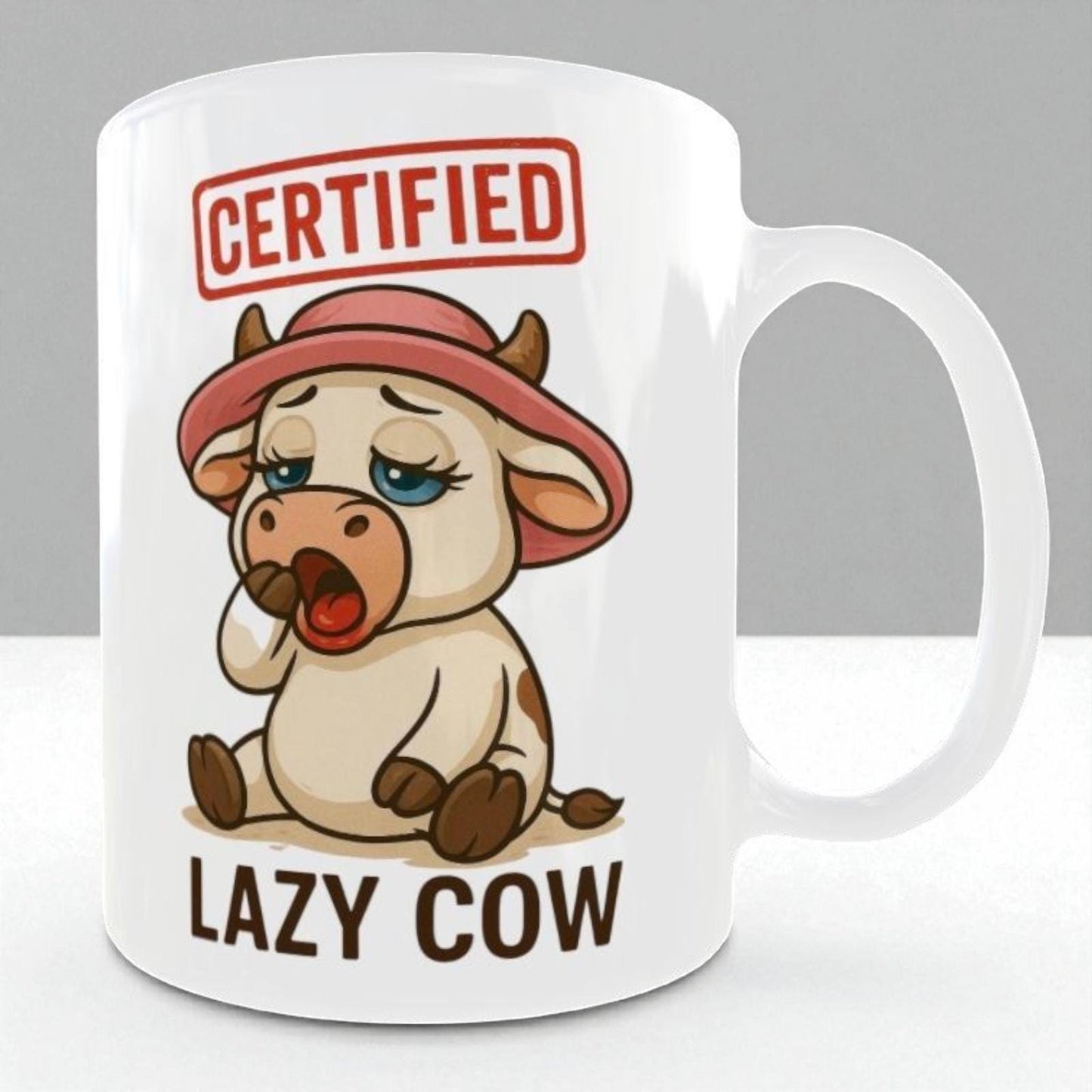 Lazy Cow Ceramic Coffee Mug, Funny Gift For Women