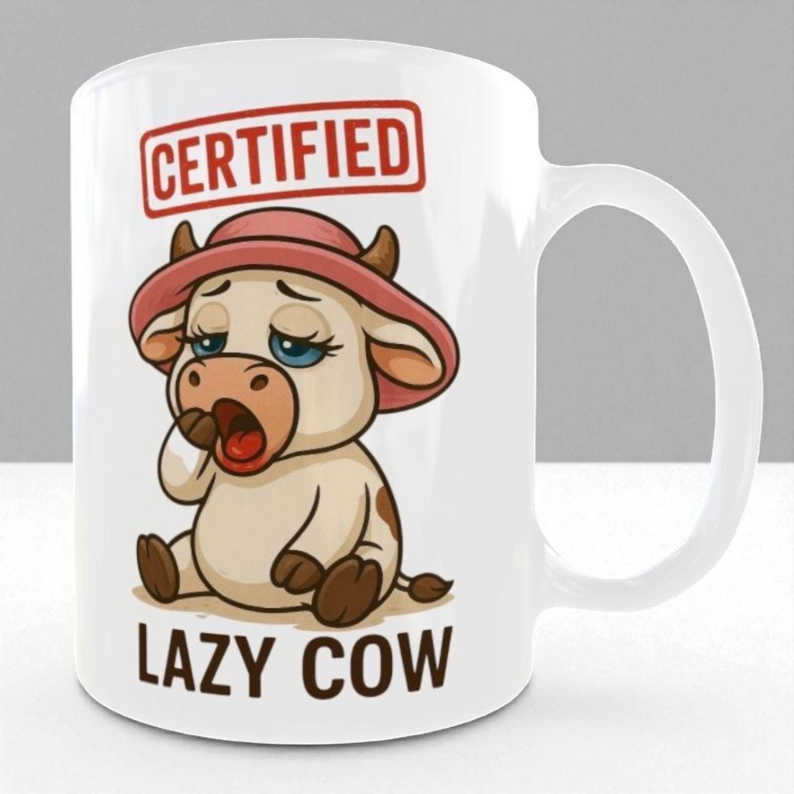 Lazy Cow Ceramic Coffee Mug, Funny Gift For Women