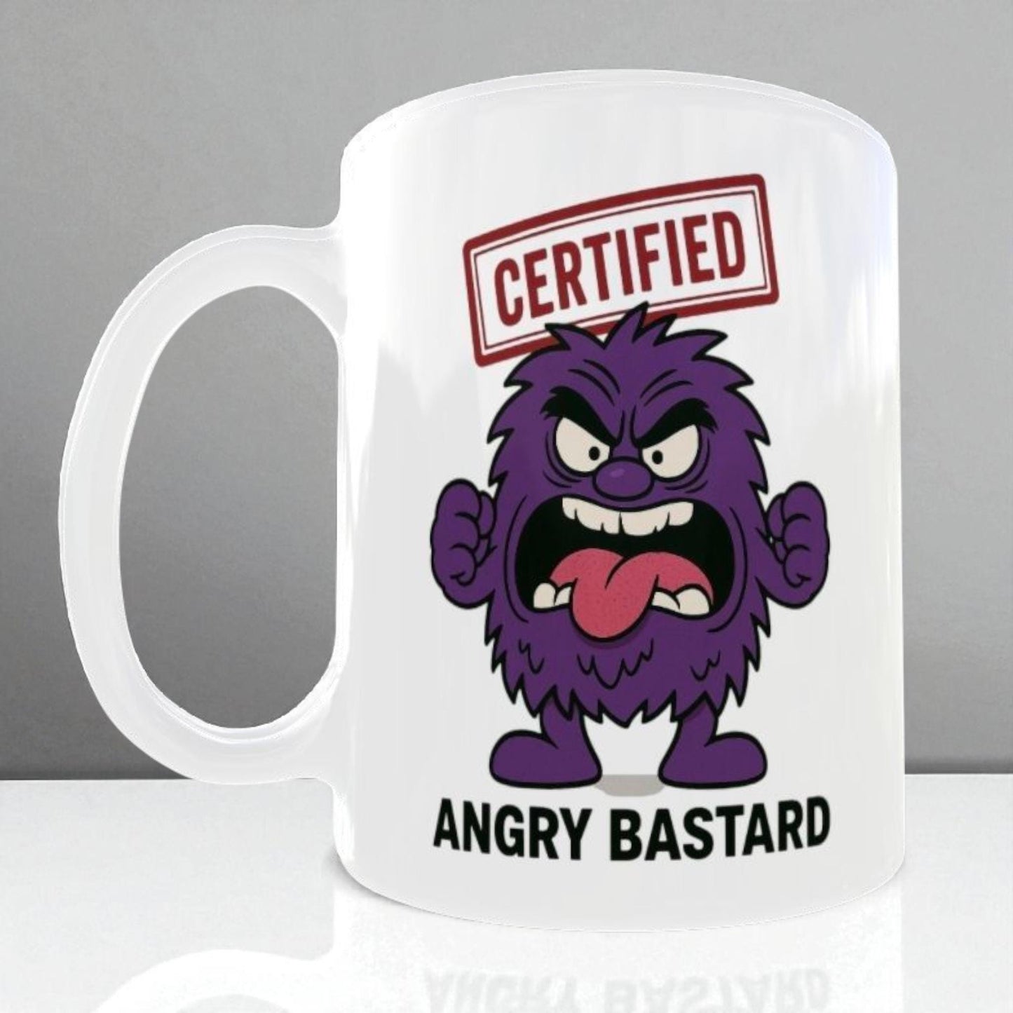 Angry Bas*ard Mug – Funny Rude Cartoon Coffee Cup for Moody, Grumpy Men.