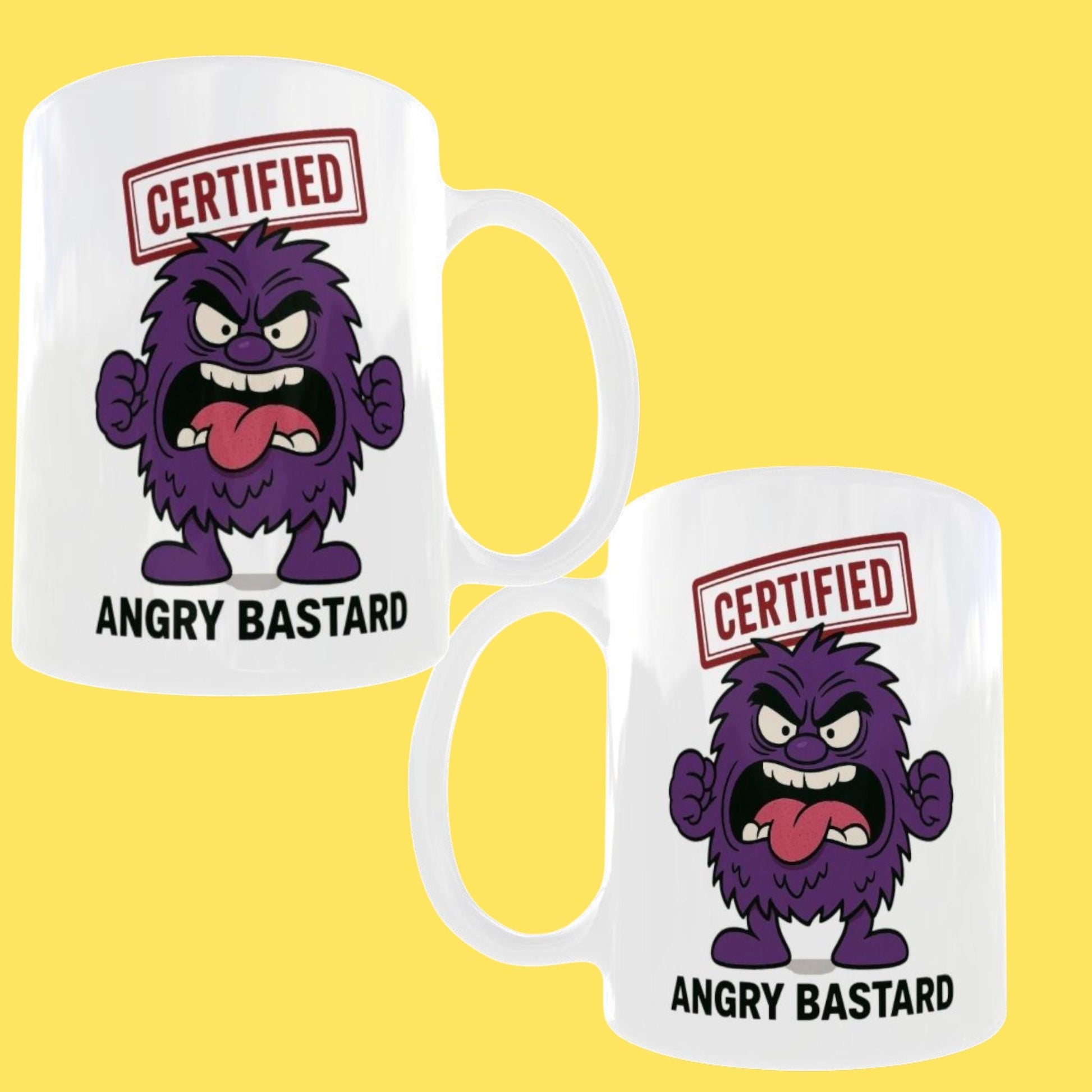 Angry Bas*ard Mug – Funny Rude Cartoon Coffee Cup for Moody, Grumpy Men.