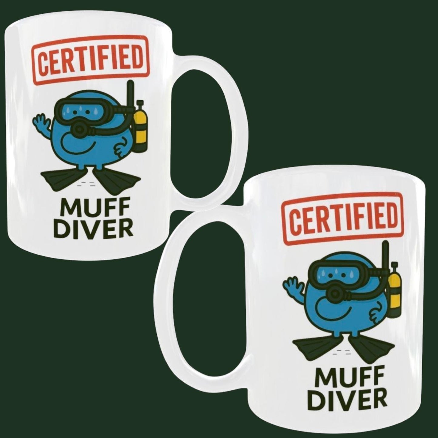 Muff Diver Mug: Funny Scuba Diving Coffee Cup - Rude Adult Humor Gift