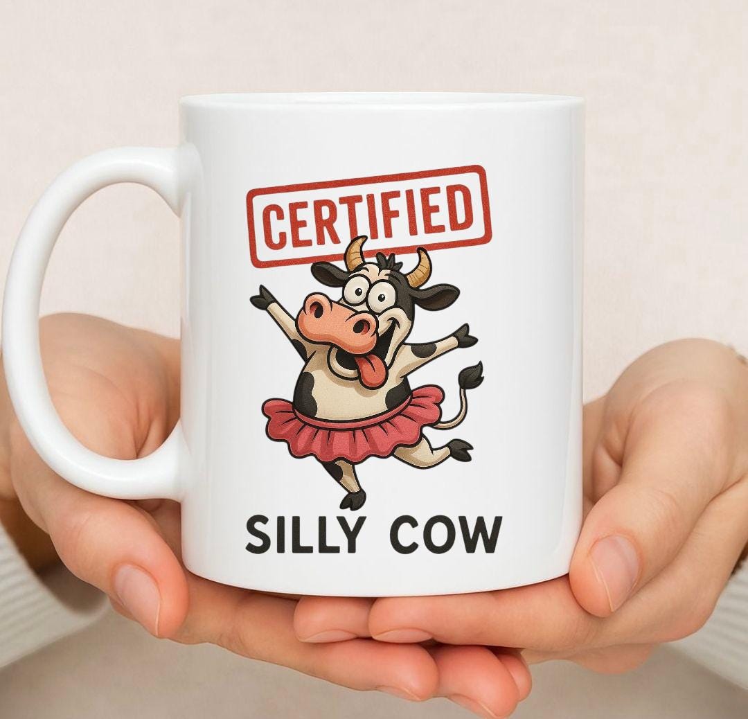 Silly Cow Mug: Cartoon Cow Coffee Cup