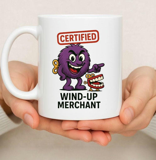 Wind-Up Merchant Cartoon Mug, Prank Gift for men