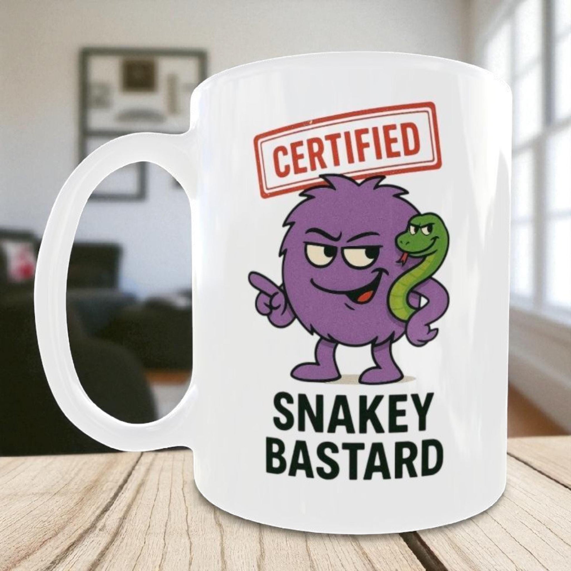 Funny Novelty Snakey Bas*ard Coffee mug Rude Cartoon Mug For Men