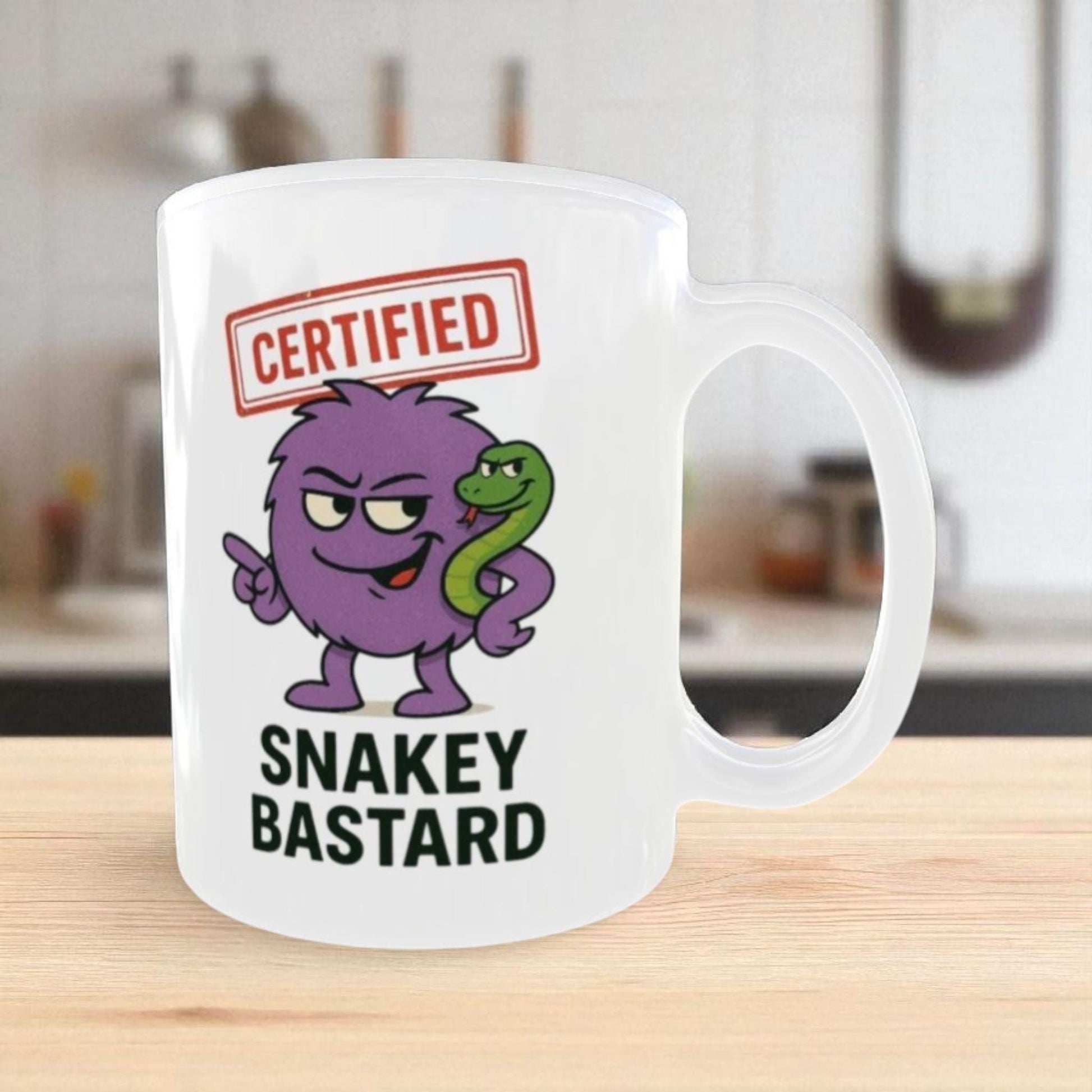 Funny Novelty Snakey Bas*ard Coffee mug Rude Cartoon Mug For Men
