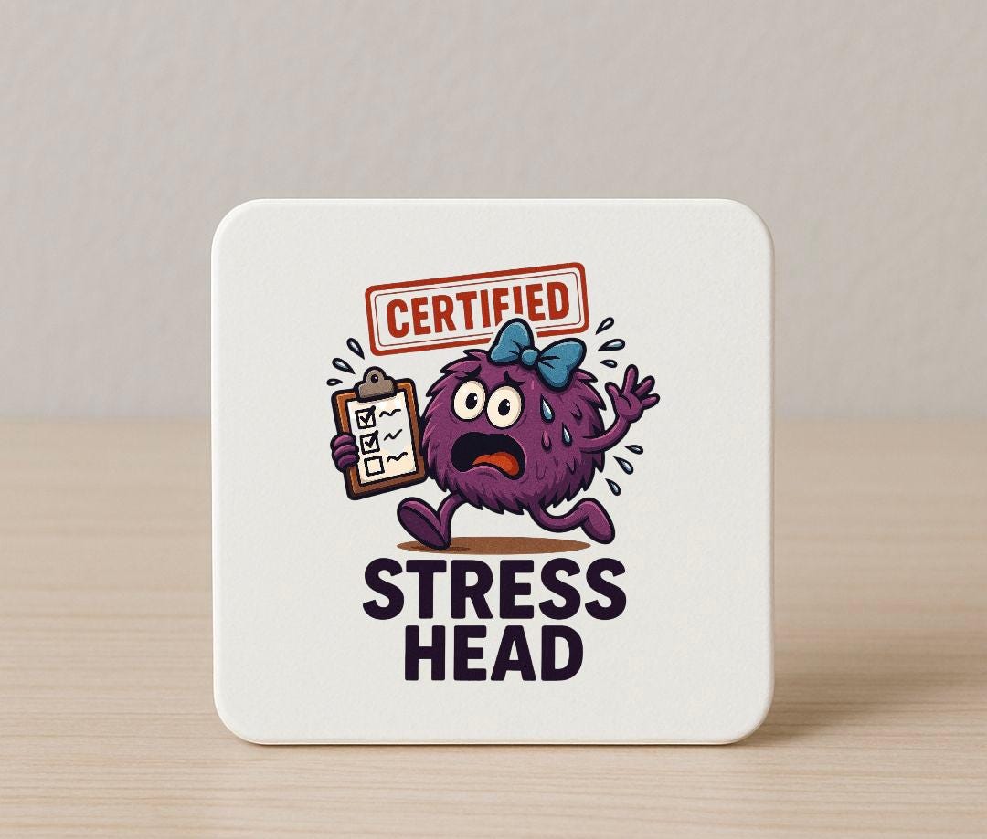 Stress Head Mug, Gift for Busy women, Funny Birthday/Christmas Present