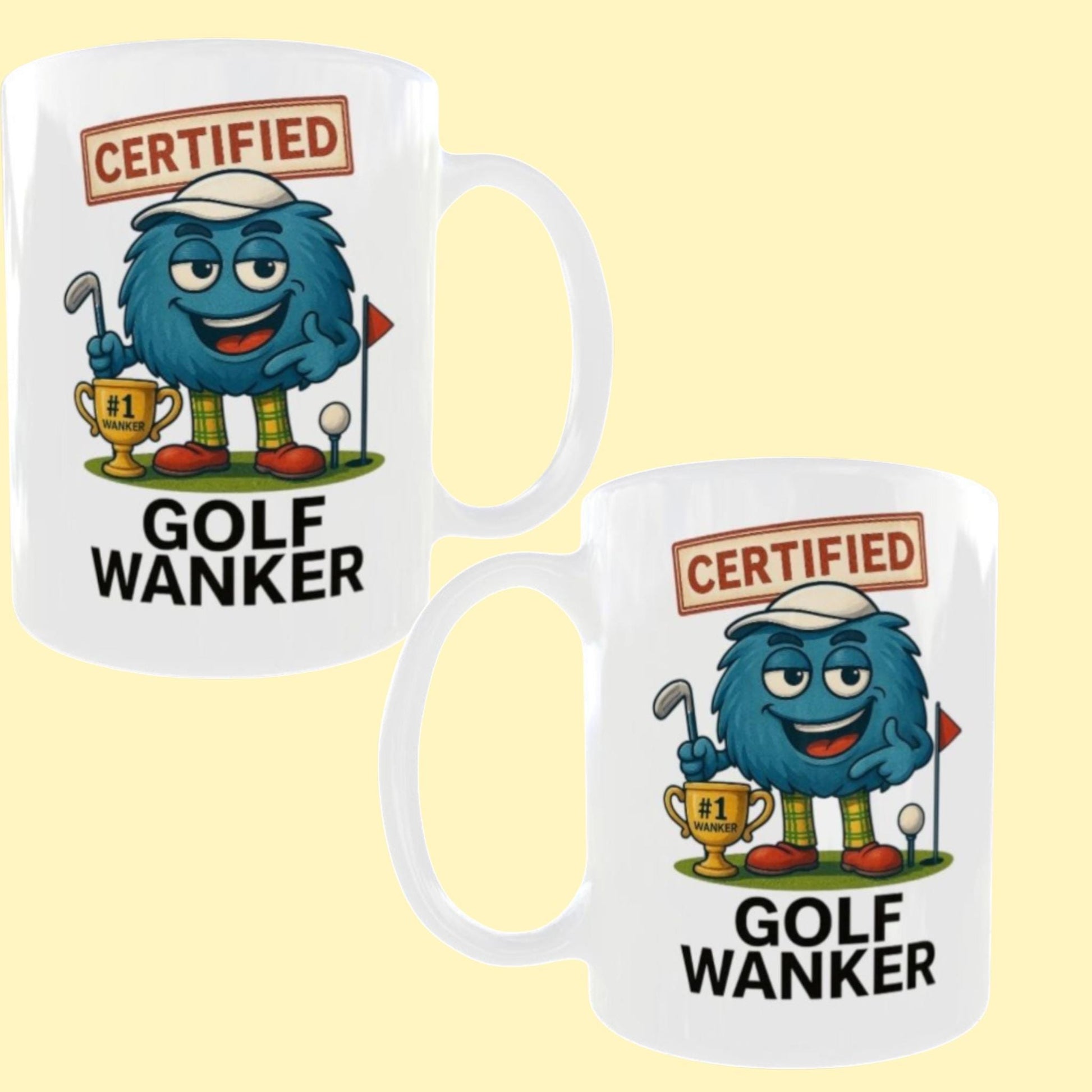 Funny Golf Mug: "Certified Golf Wanker" Trophy Design