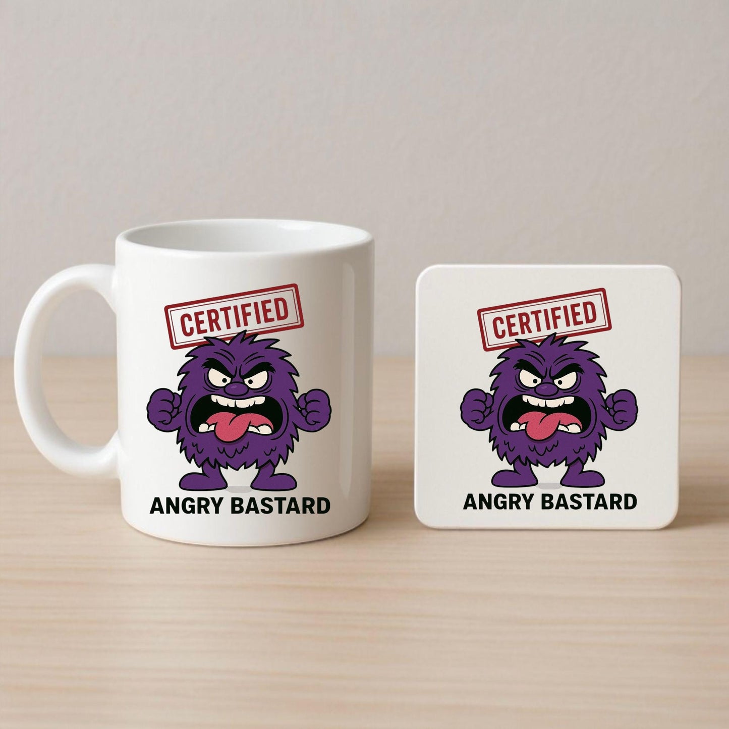Angry Bas*ard Mug – Funny Rude Cartoon Coffee Cup for Moody, Grumpy Men.
