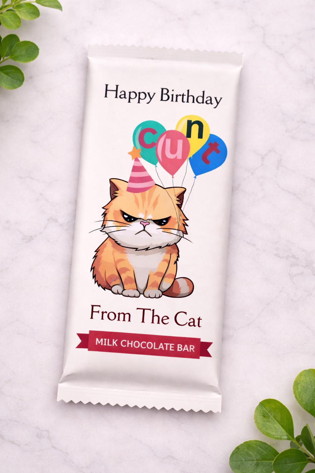 Rude Birthday Chocolate Bar Gift From The Cat Funny Novelty Milk Chocolate