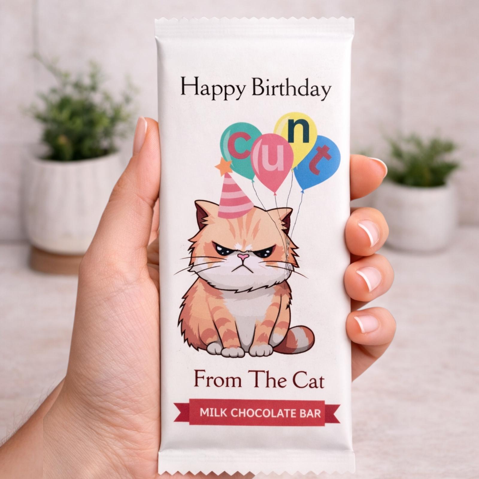 Rude Birthday Chocolate Bar Gift From The Cat Funny Novelty Milk Chocolate
