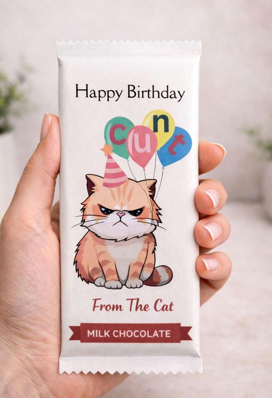 Rude Birthday Chocolate Bar Gift From The Cat Funny Novelty Milk Chocolate