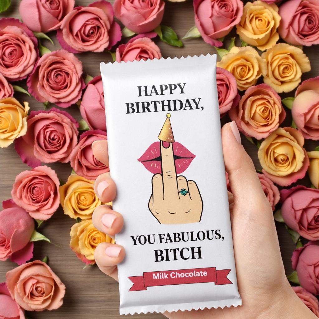 Funny Rude Birthday Chocolate Gift for Her – Cheeky Novelty Chocolate Bar – You Fabulous Bitch,