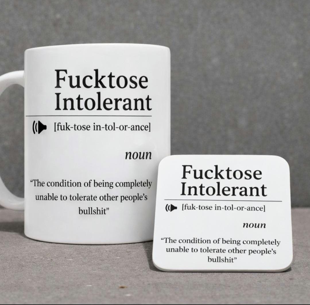Fucktose Intolerant Mug – Funny Swear Mug | Rude Gift | Office Mug | Best Friend Gift