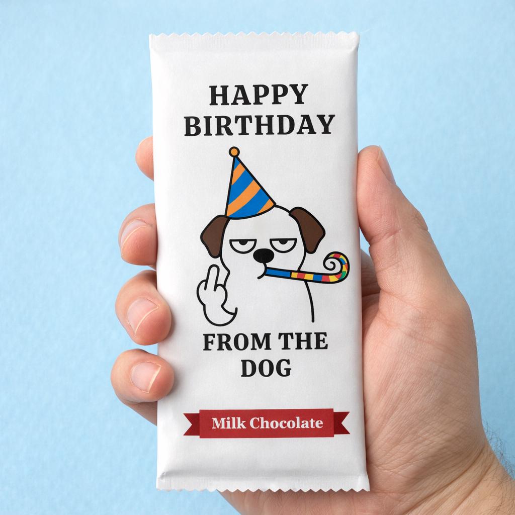 Rude Chocolate Bar, Birthday Gift, From The Dog, Funny Novelty Present For Dog Lover.