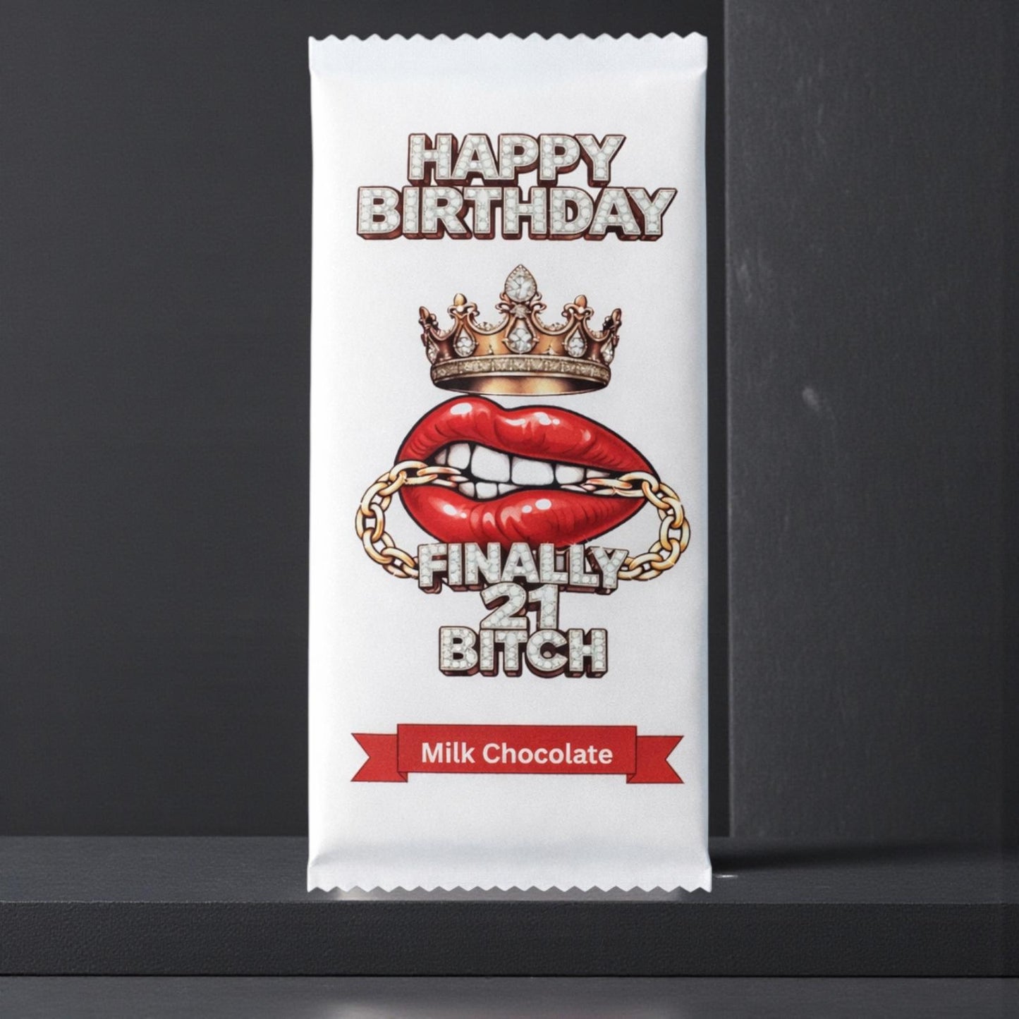 Rude 21st Chocolate Bar Gift For Her. Finally 21 Bitch. Funny Birthday Gift For Women