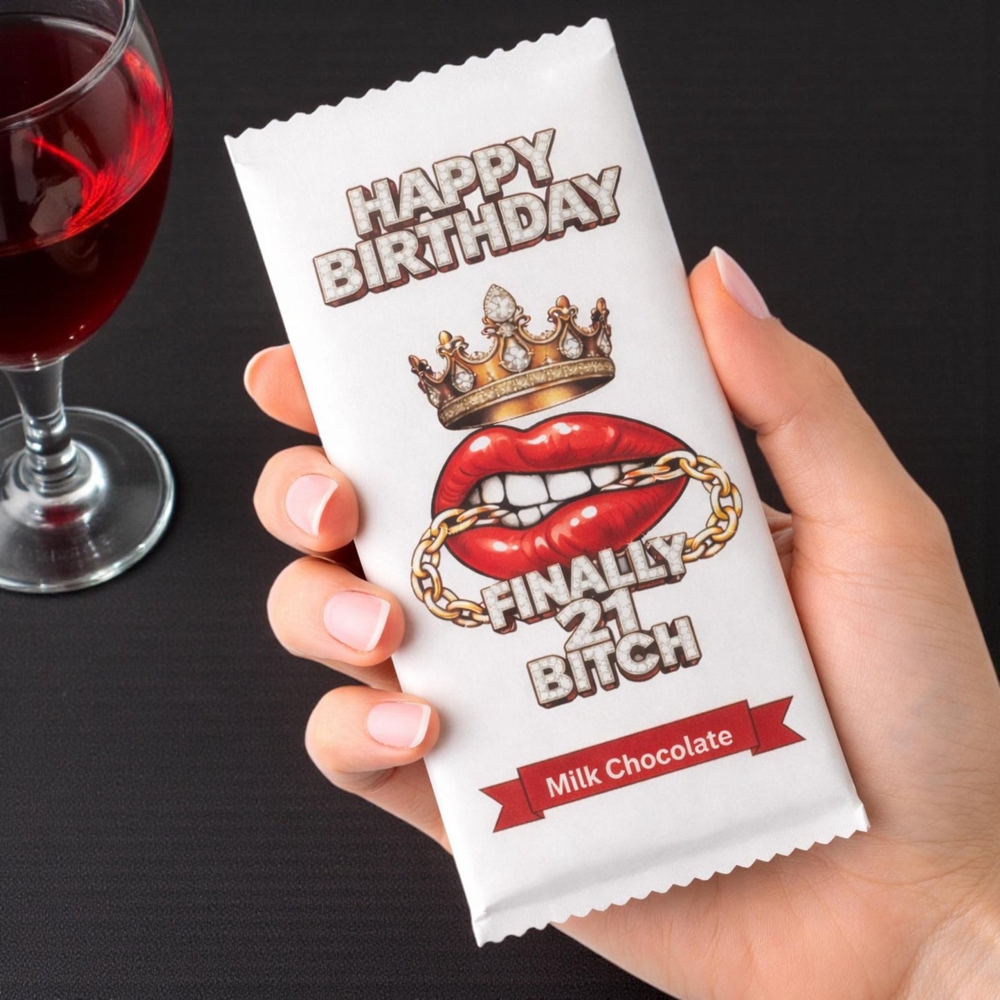 Rude 21st Chocolate Bar Gift For Her. Finally 21 Bitch. Funny Birthday Gift For Women