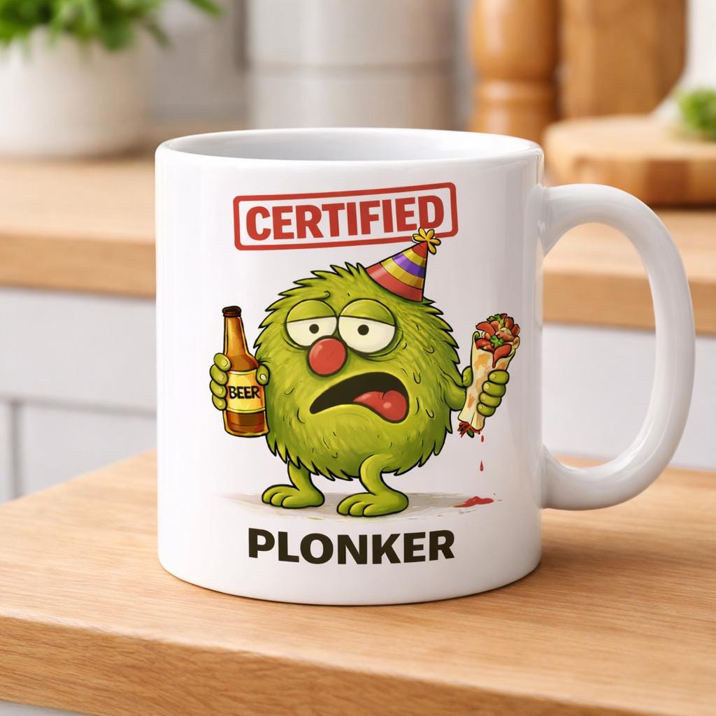 Funny Plonker Mug – Rude Offensive Coffee Cup – Adult Joke Gift