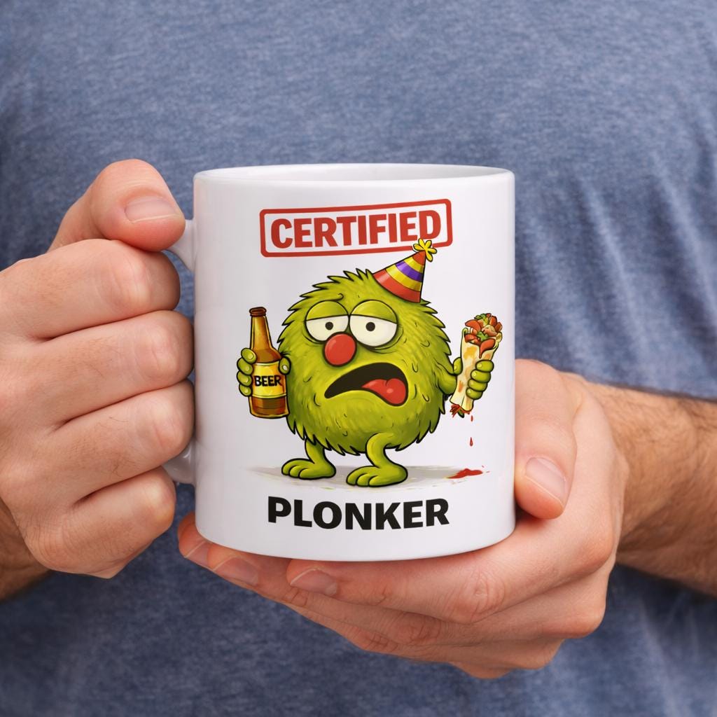 Funny Plonker Mug – Rude Offensive Coffee Cup – Adult Joke Gift